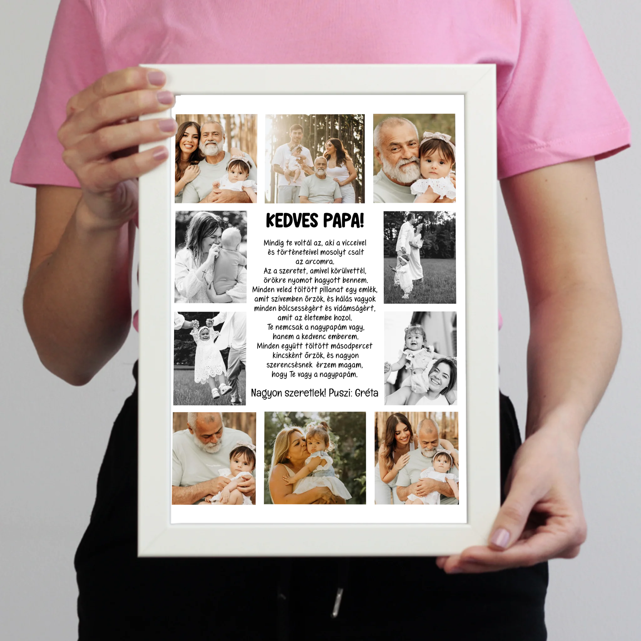 10 fényképes fotókollázs falikép - egyedi ajándék nagypapáknak