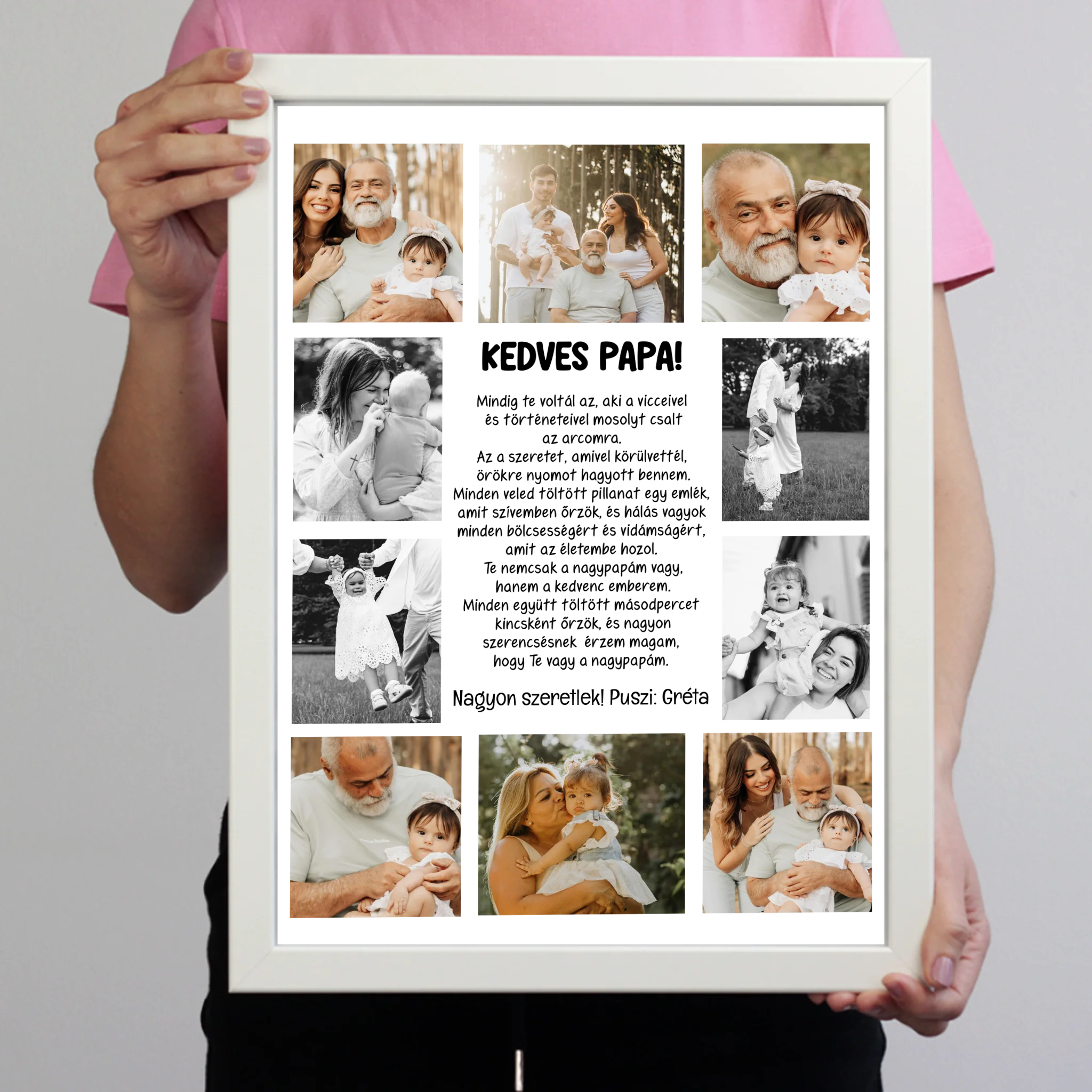 10 fényképes fotókollázs falikép - egyedi ajándék nagypapáknak