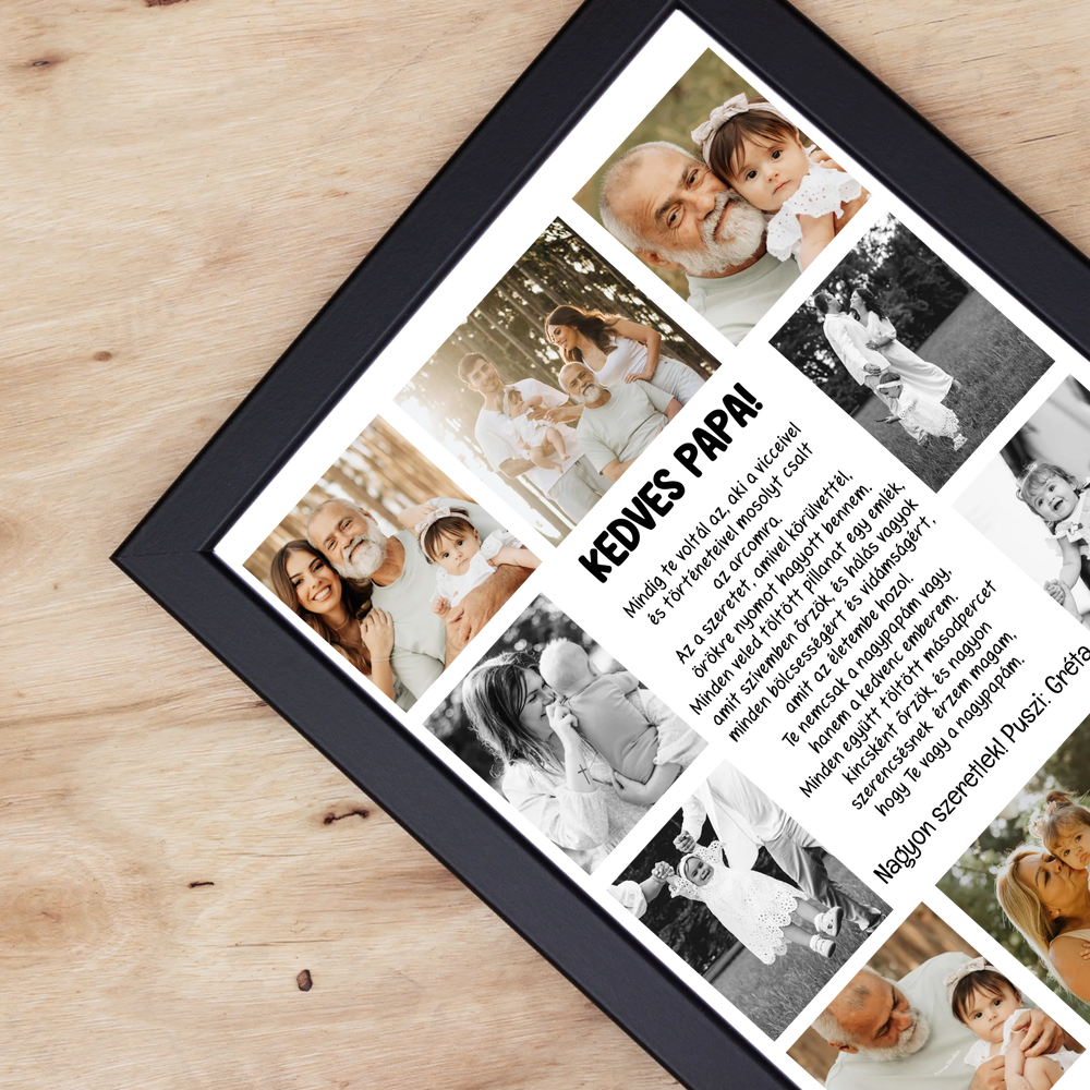 10 fényképes fotókollázs falikép - egyedi ajándék nagypapáknak