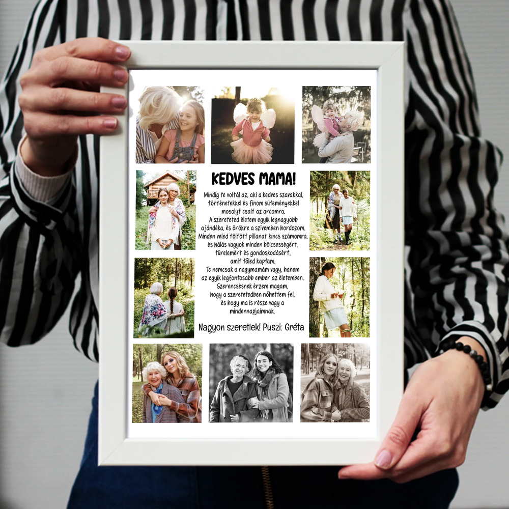 10 fényképes fotókollázs falikép - egyedi ajándék nagymamáknak