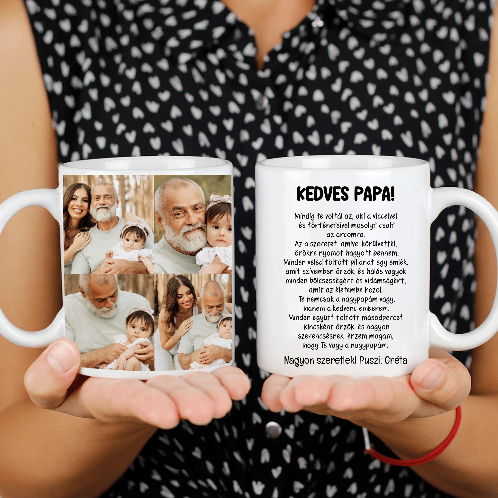 4 fényképes fotókollázs bögre - egyedi ajándék nagypapáknak