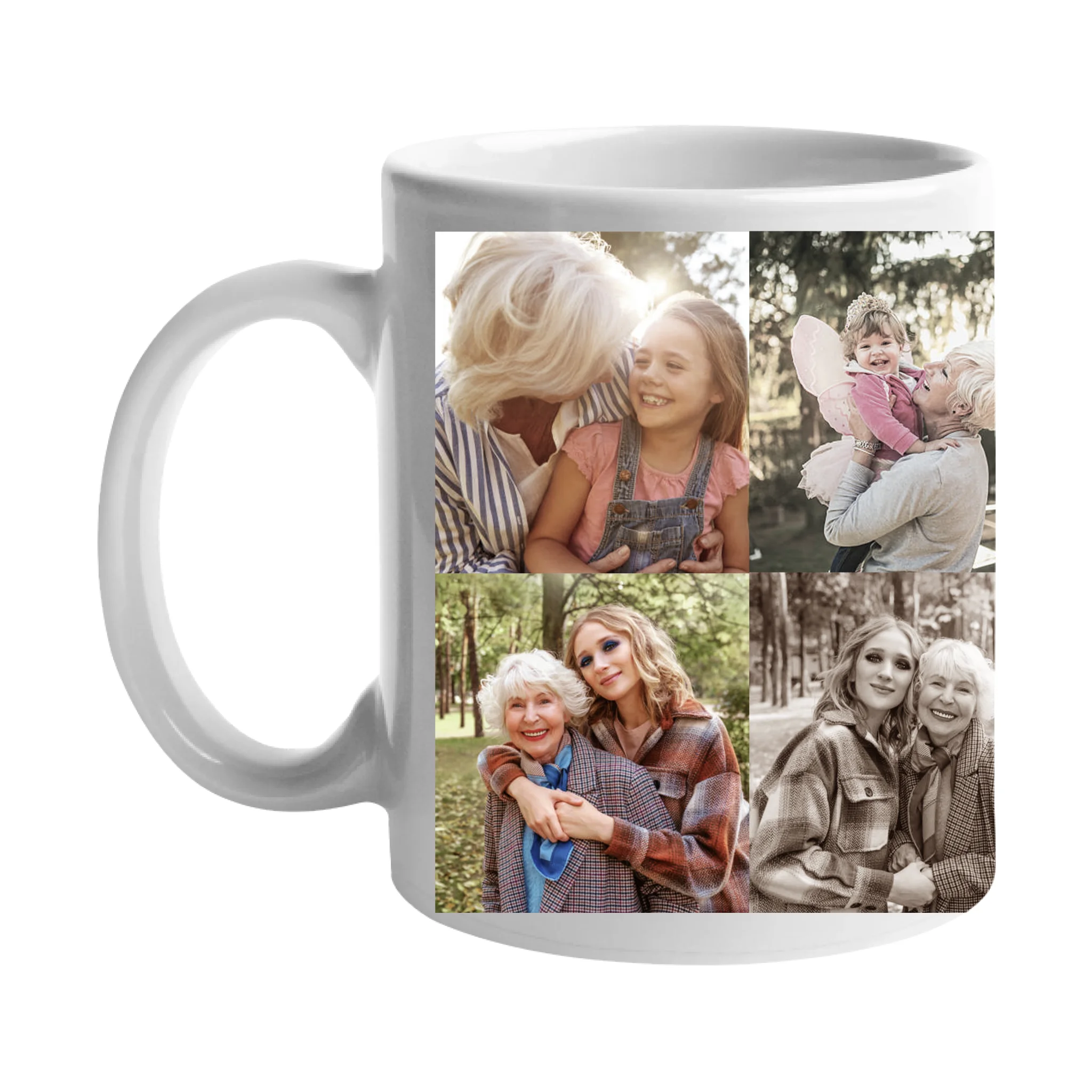 4 fényképes fotókollázs bögre - egyedi ajándék nagymamáknak