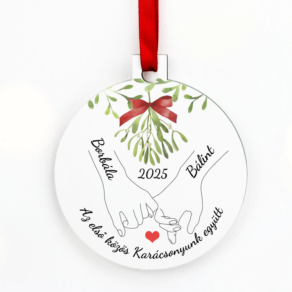 Első közös karácsonyunk - Egyedi neves kör alakú karácsonyfadísz