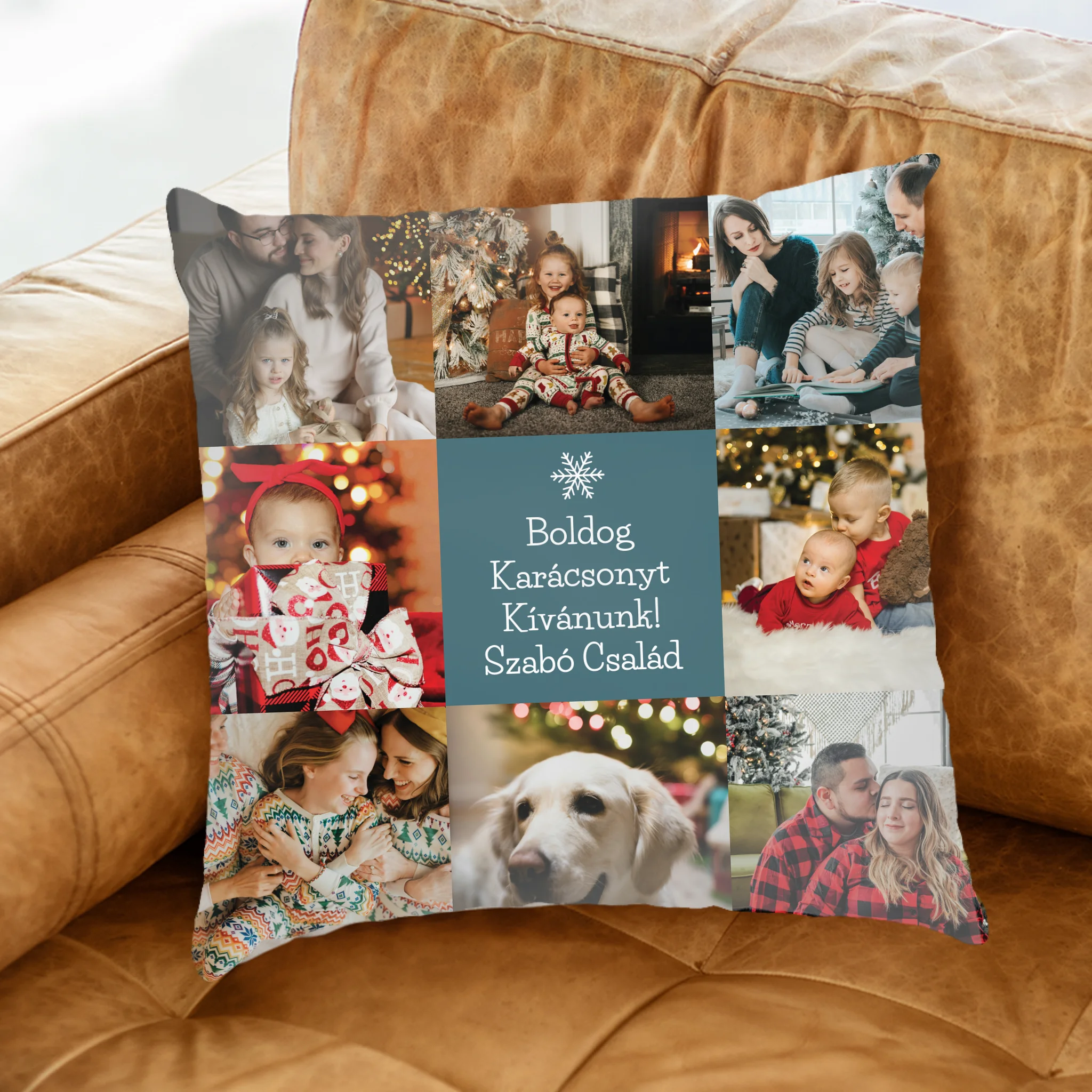 Egyedi képes karácsonyi fullprint párna 8 képpel