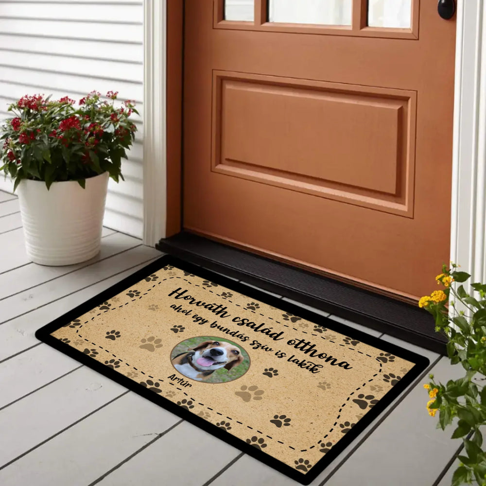 Bundás szív - személyre szabható állatos lábtörlő egyedi fotóval és névvel