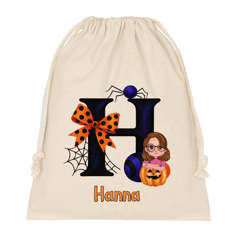 Személyre szabható halloweeni zsák gyerekeknek - egyedi névvel és karakterrel