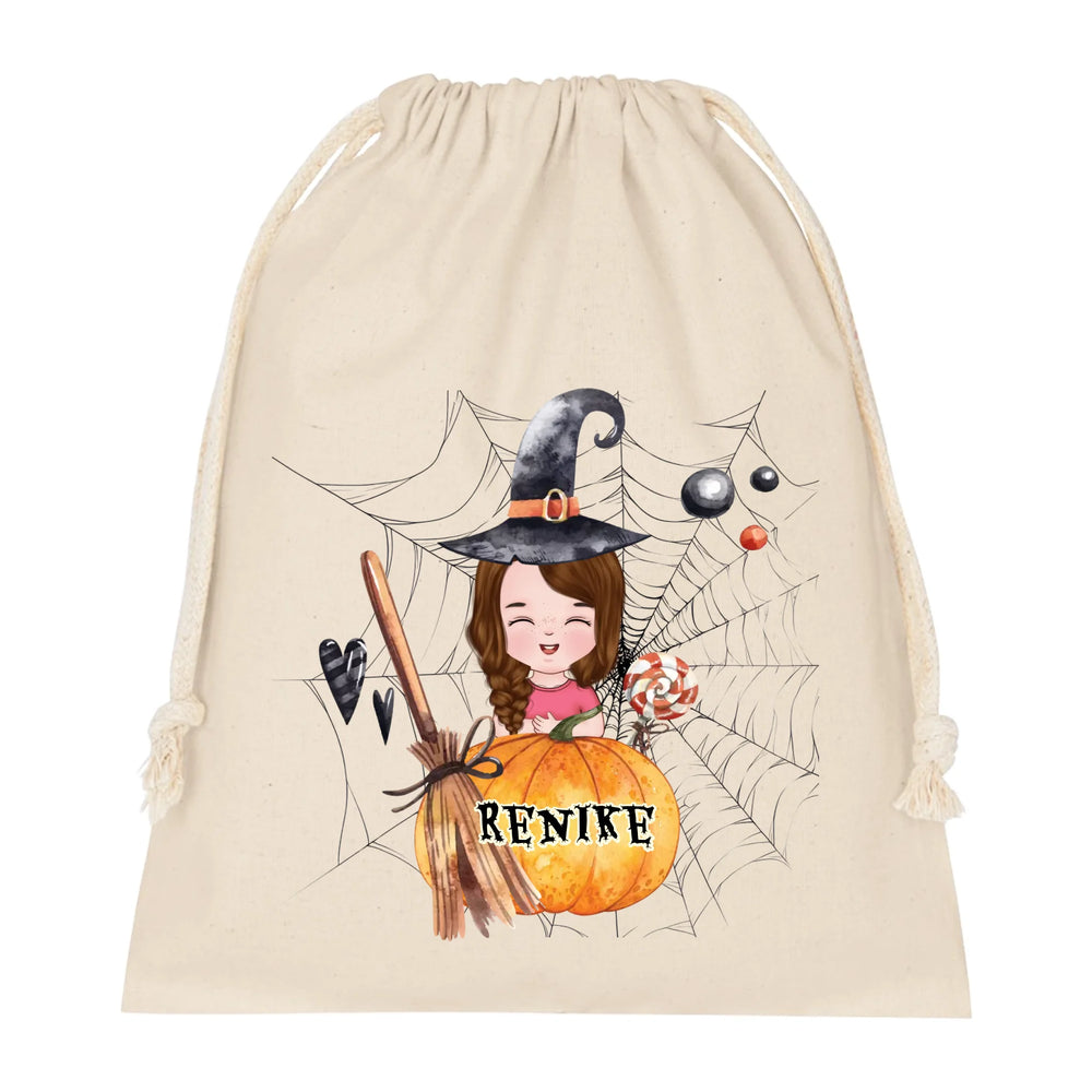 Egyedi neves halloween zsák gyerekeknek szerkeszthető karakterrel