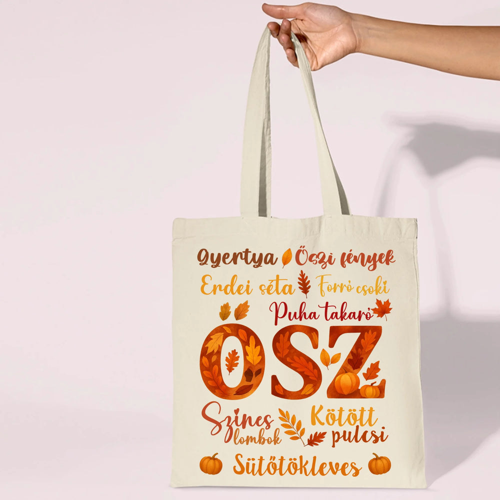Őszi hangulatú vászontáska három különböző színben