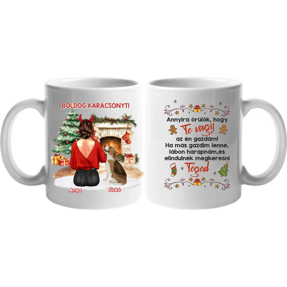 Karácsonyi kutyás bögre lányoknak