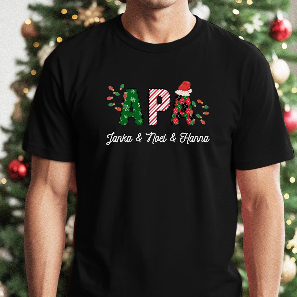 Karácsonyi Apa feliratos férfi póló nevekkel