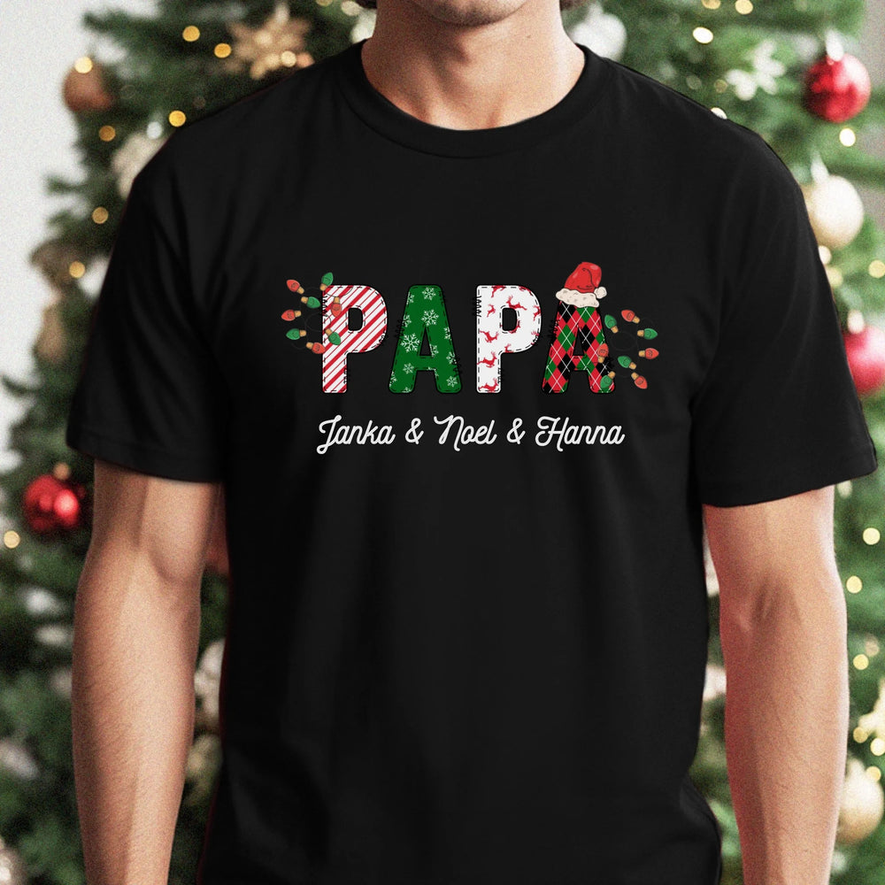 Karácsonyi Papa feliratos férfi póló nevekkel