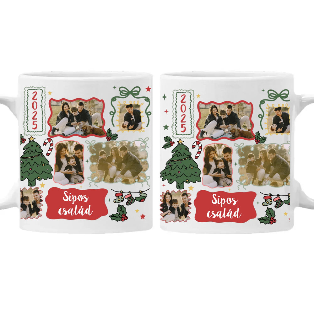 Karácsonyi mintás egyedi neves 5 fényképes