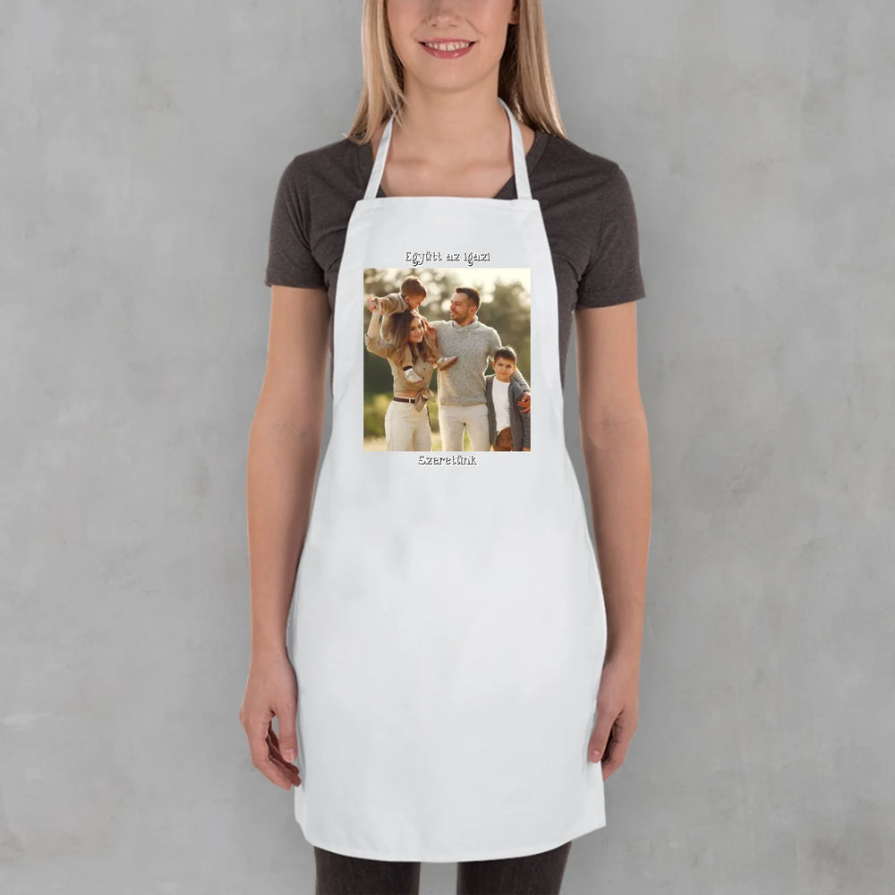 Egyedi képes fehér kötény választható felirattal