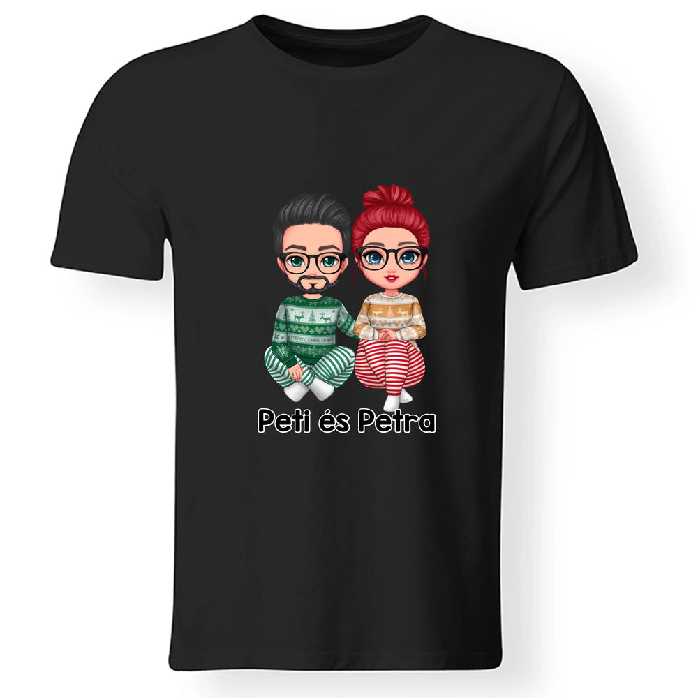 Karácsonyi cuki páros férfi póló