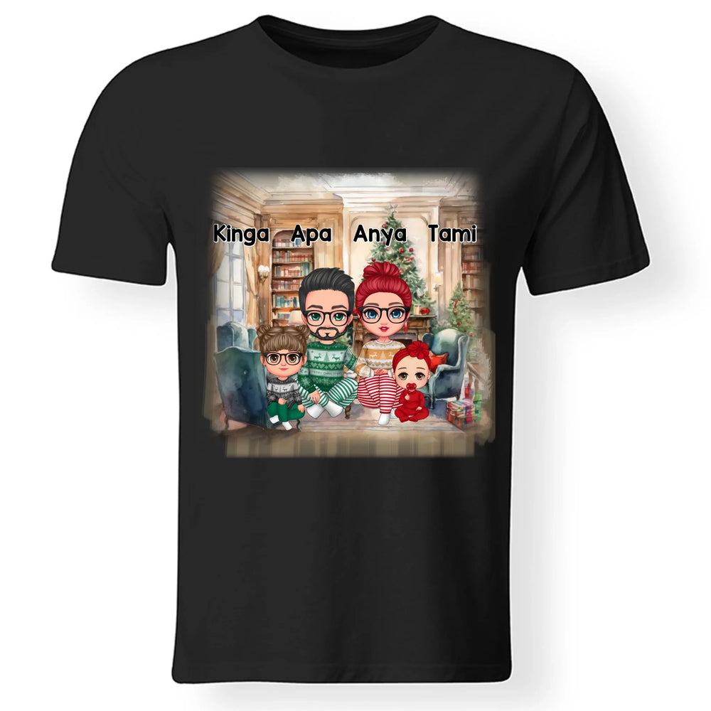 Választható karakteres cuki család egyedi karácsonyi ajándék póló férfi/női