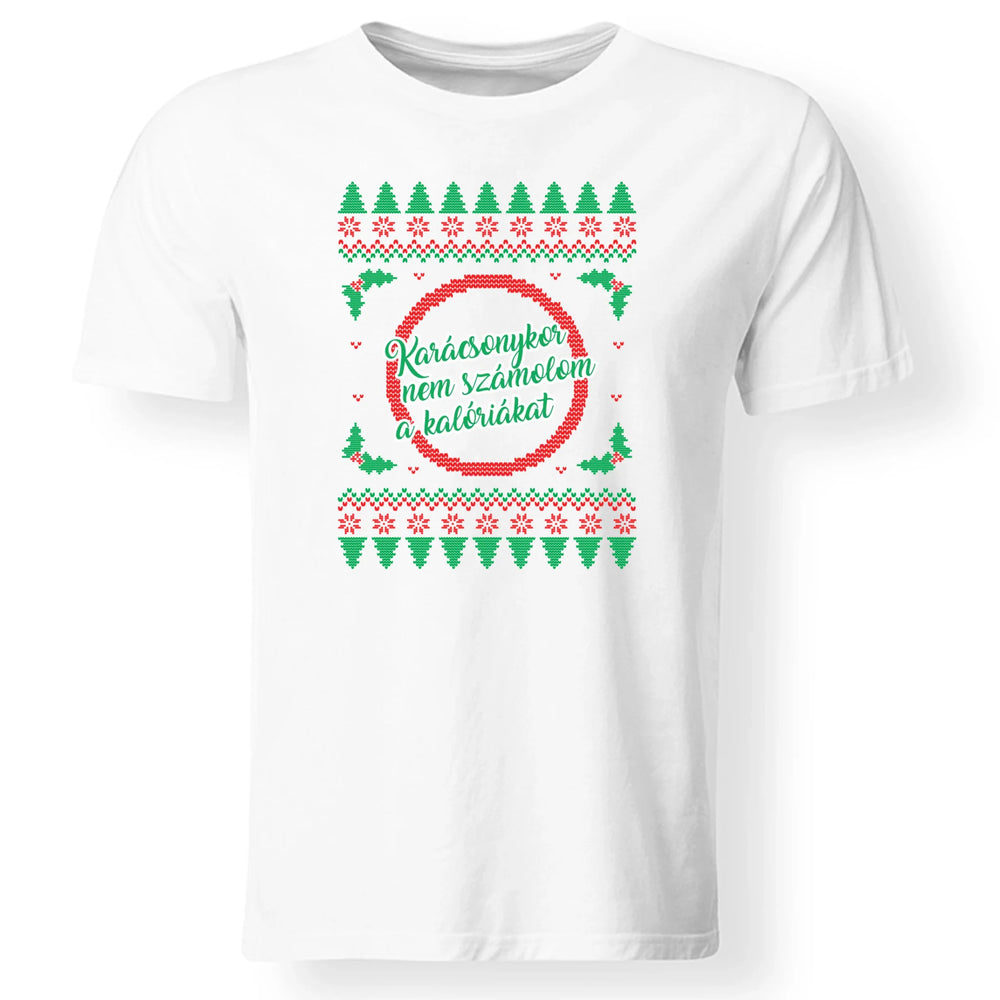 Kötött mintás nem számolom a kalóriákat - karácsonyi férfi póló