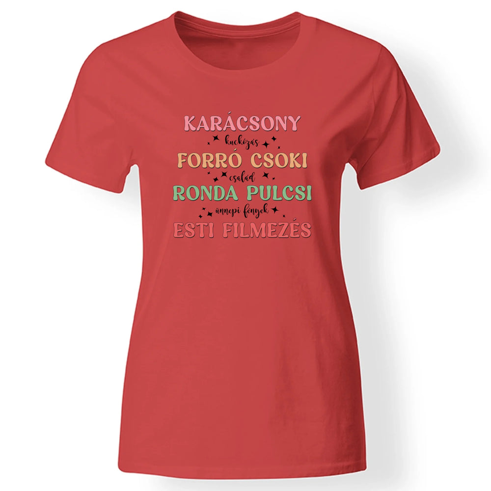 Feliratos karácsonyi női póló