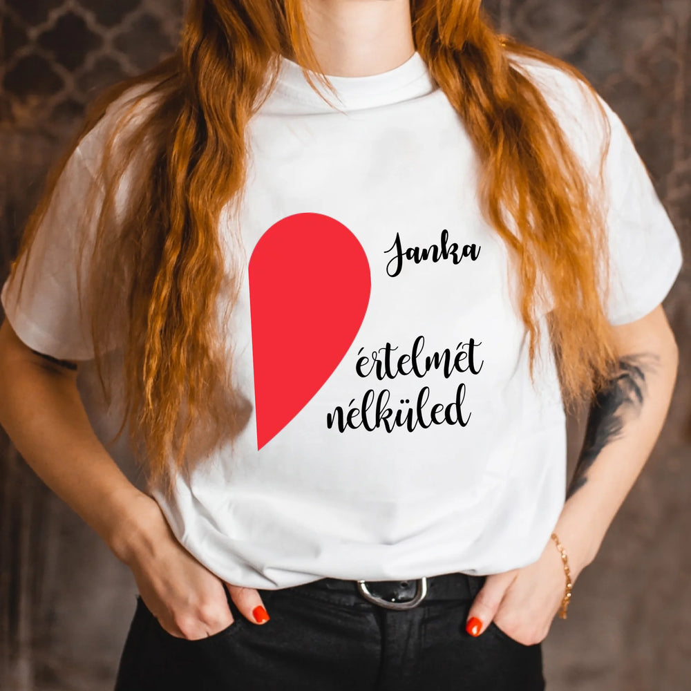 Összeillesztős szív póló nőknek fehér