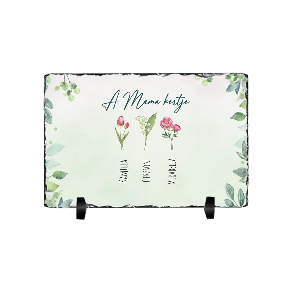 A Mama kertje szerkeszthető, egyedi neves gránitlap Nagymamáknak