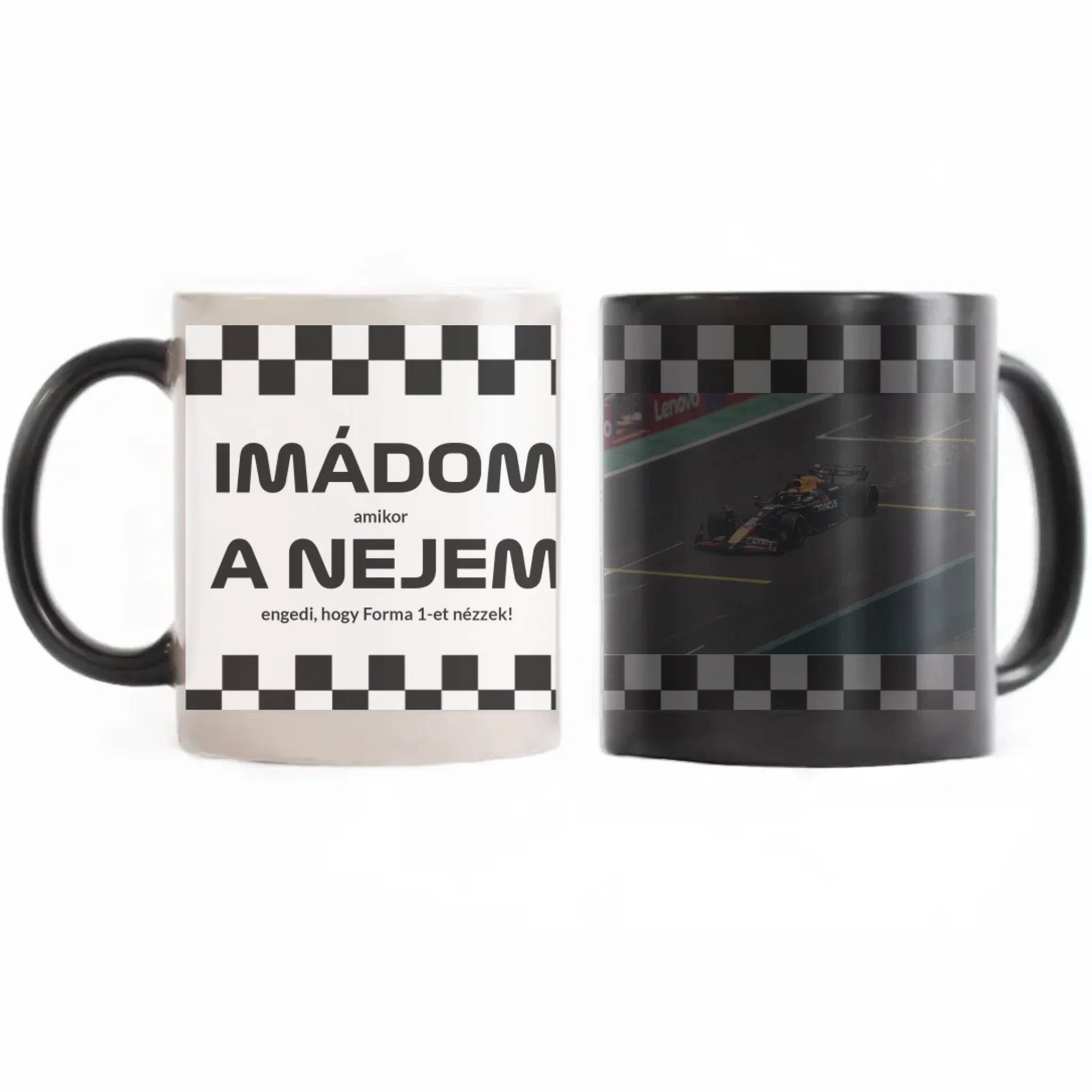 Imádom a nejem futamos egyedi képes bögre