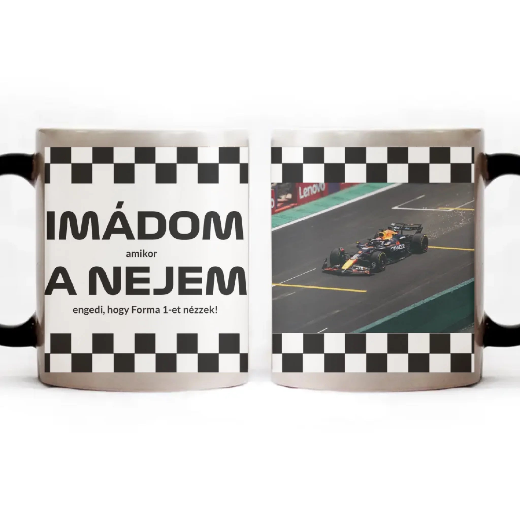 Imádom a nejem futamos egyedi képes bögre