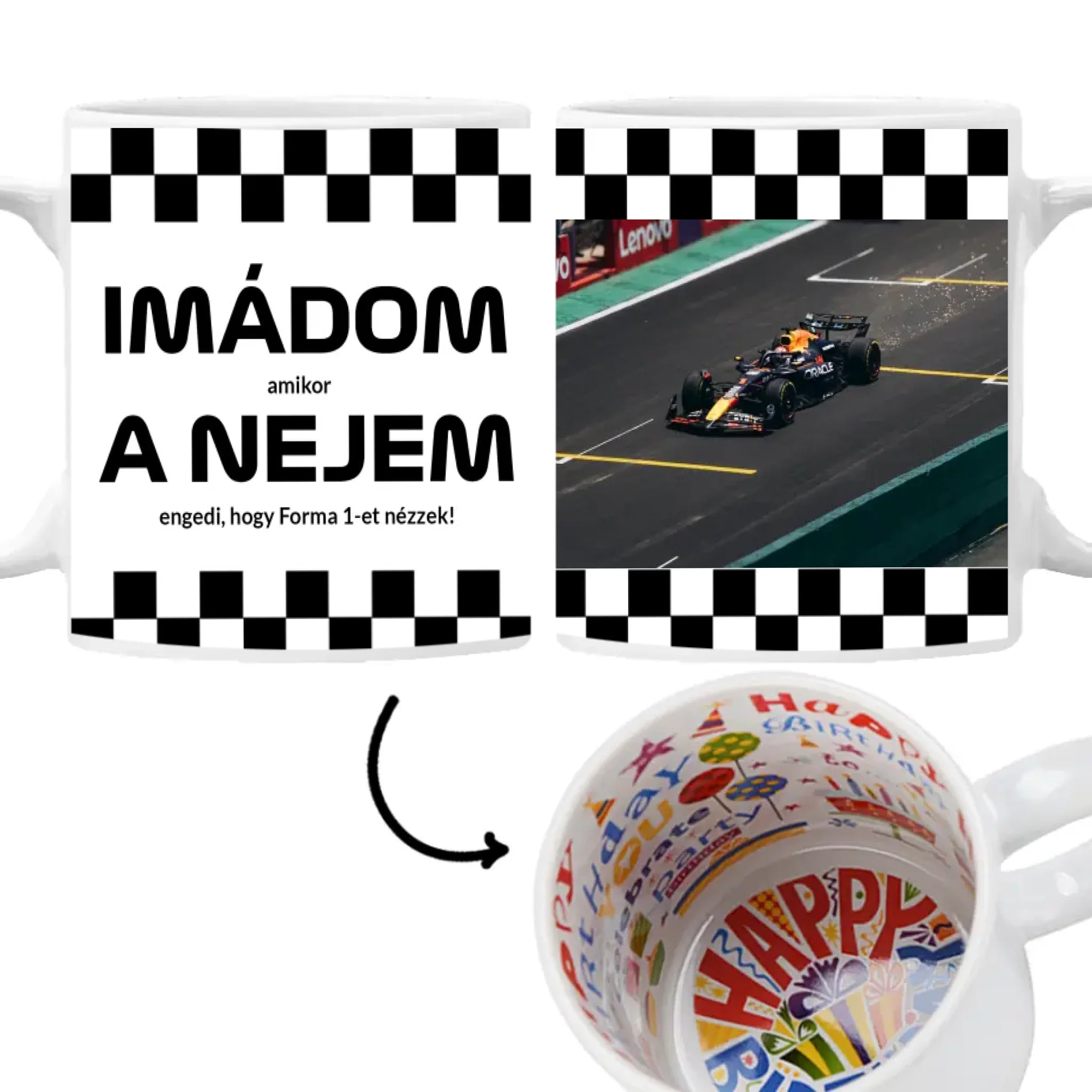 Imádom a nejem futamos egyedi képes bögre