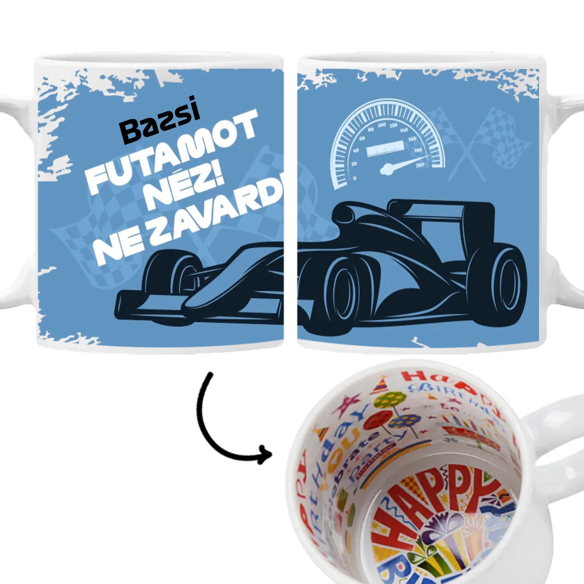 Ne zavard futam közben egyedi neves bögre