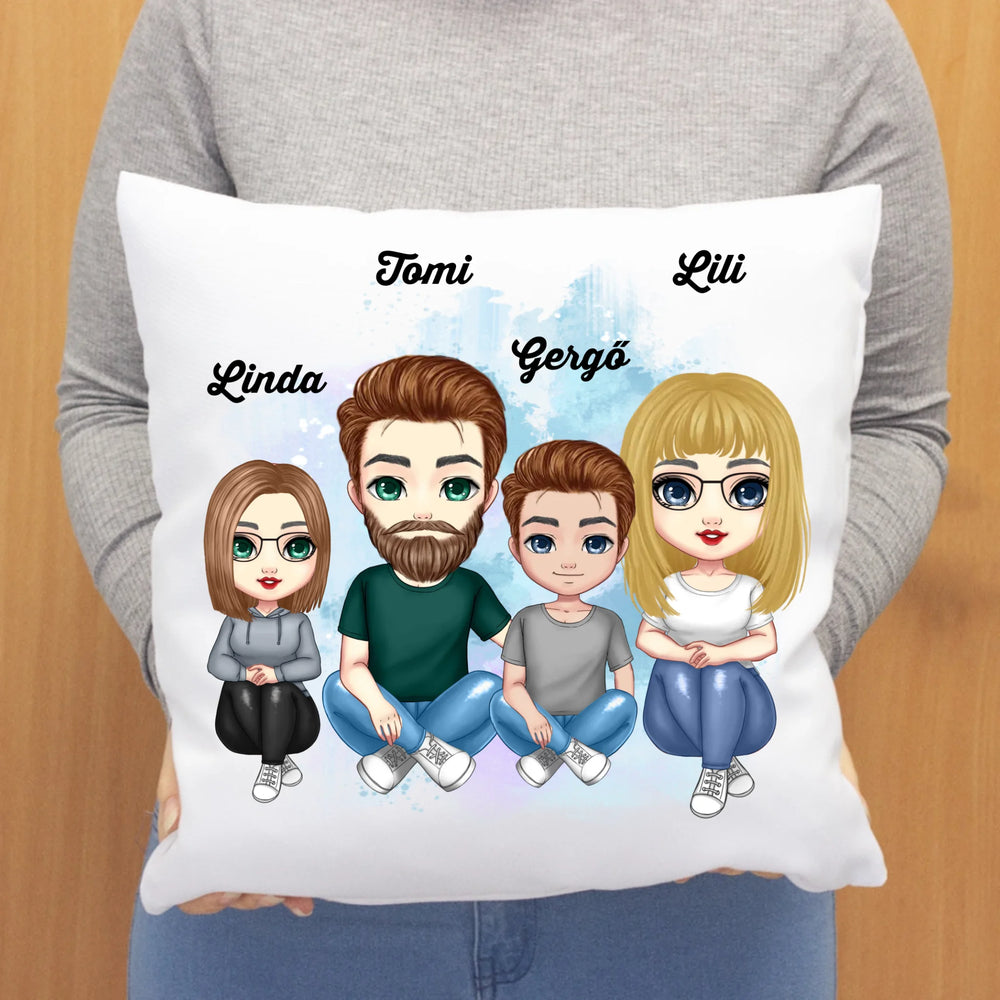 Cuki karakteres többgyerekes család párna