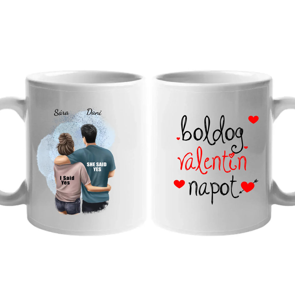 Ölelkezős pár egyedi bögre