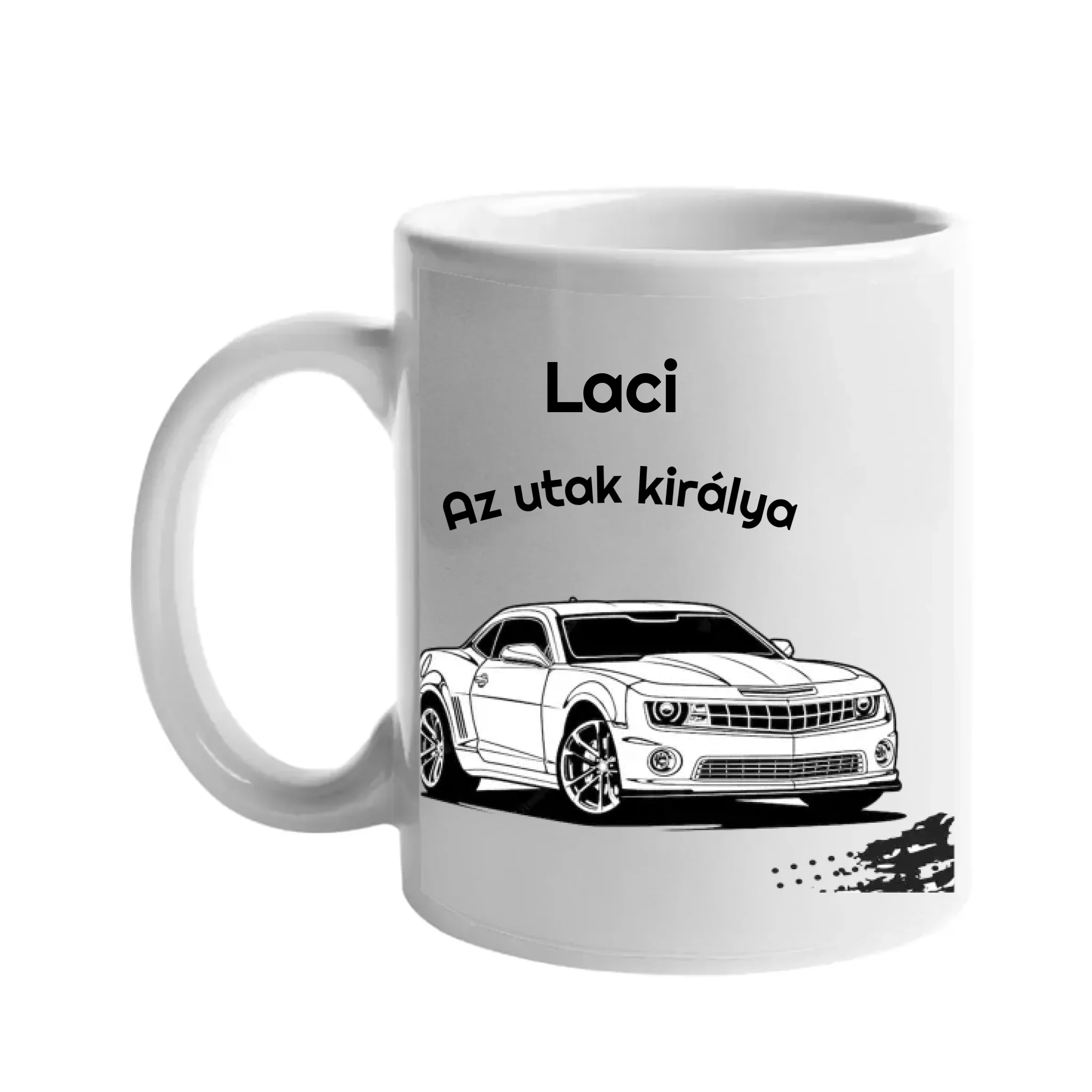 Egyedi neves autós bögre választható autóval