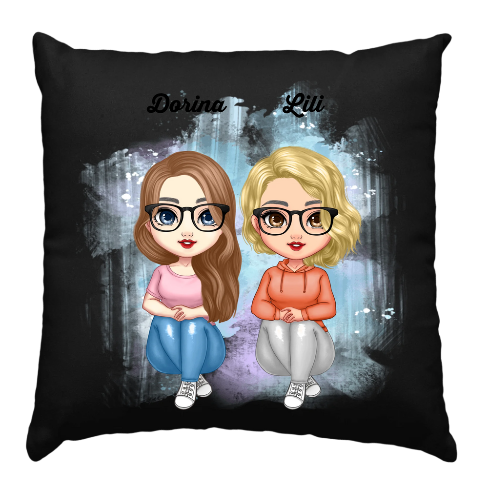 Cuki karakteres legjobb barátnős fekete párna