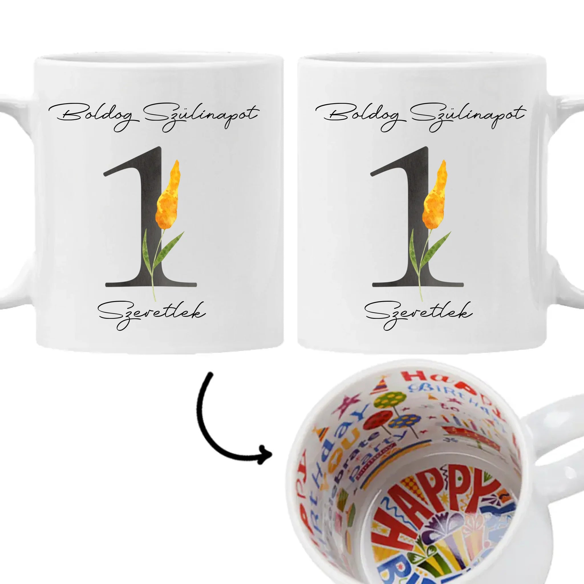 Szülinapi bögre virágos számmal