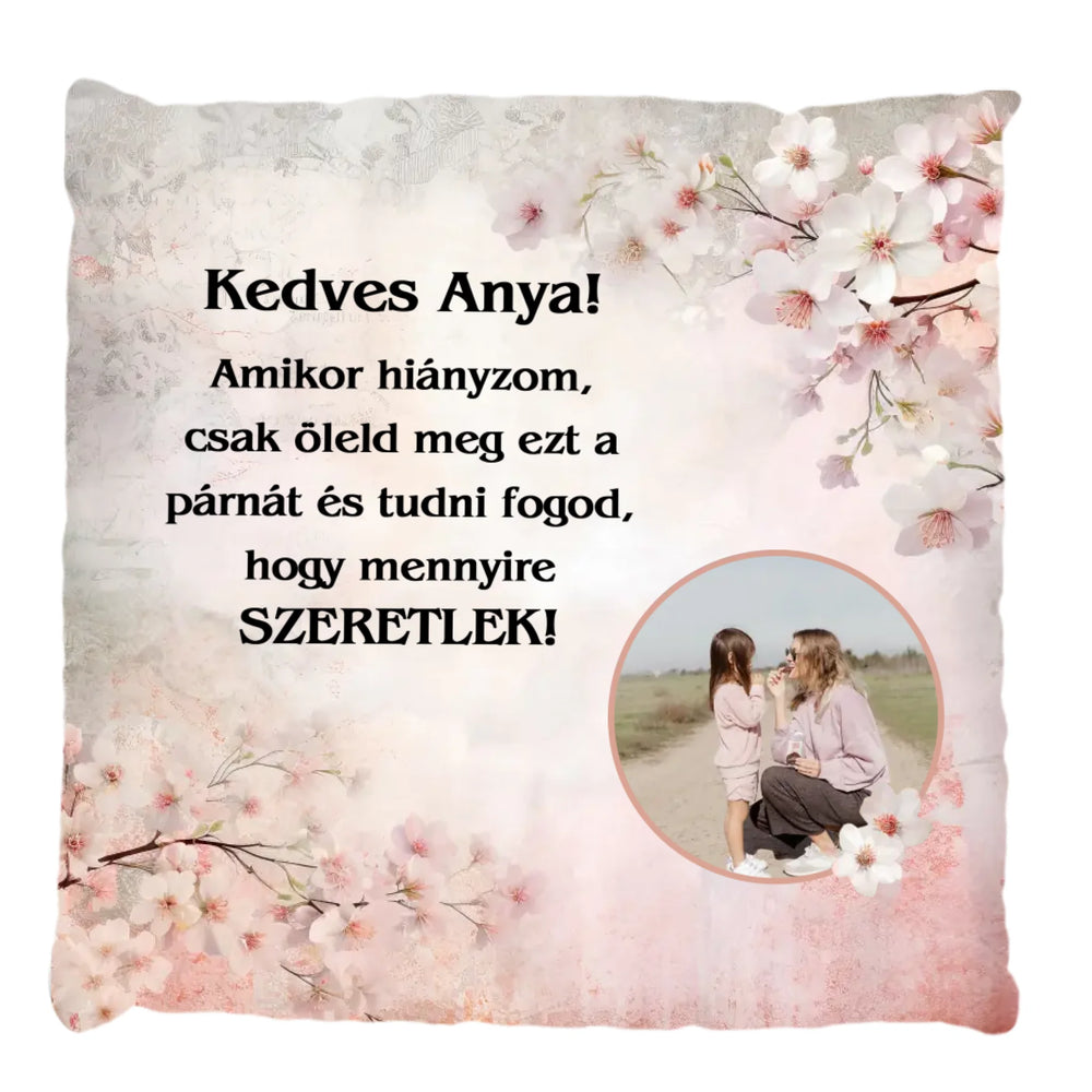 Egyedi virágmintás telinyomatos FullPrint párna Anyáknak