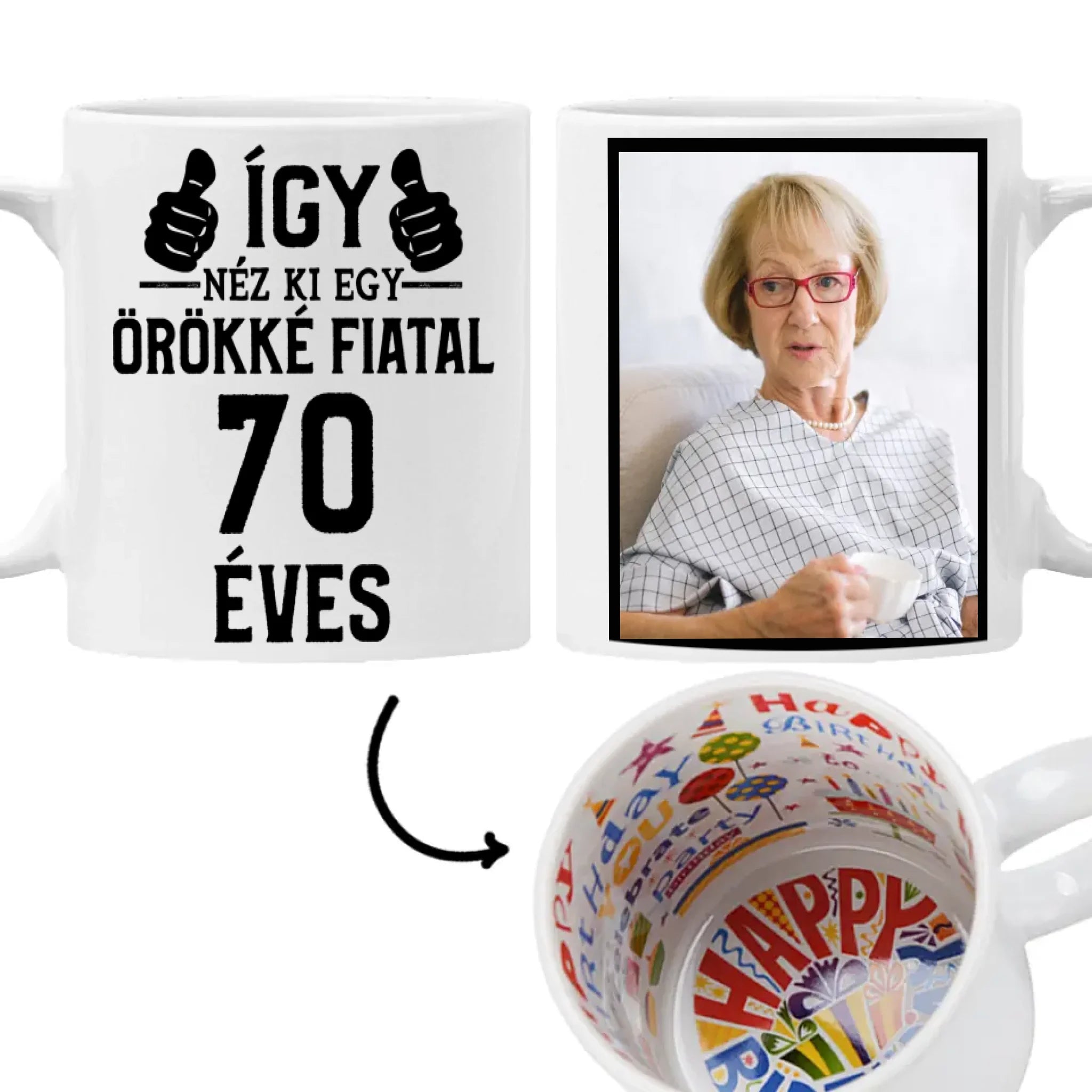 Örökké fiatal 70 éves szülinapi ajándék bögre