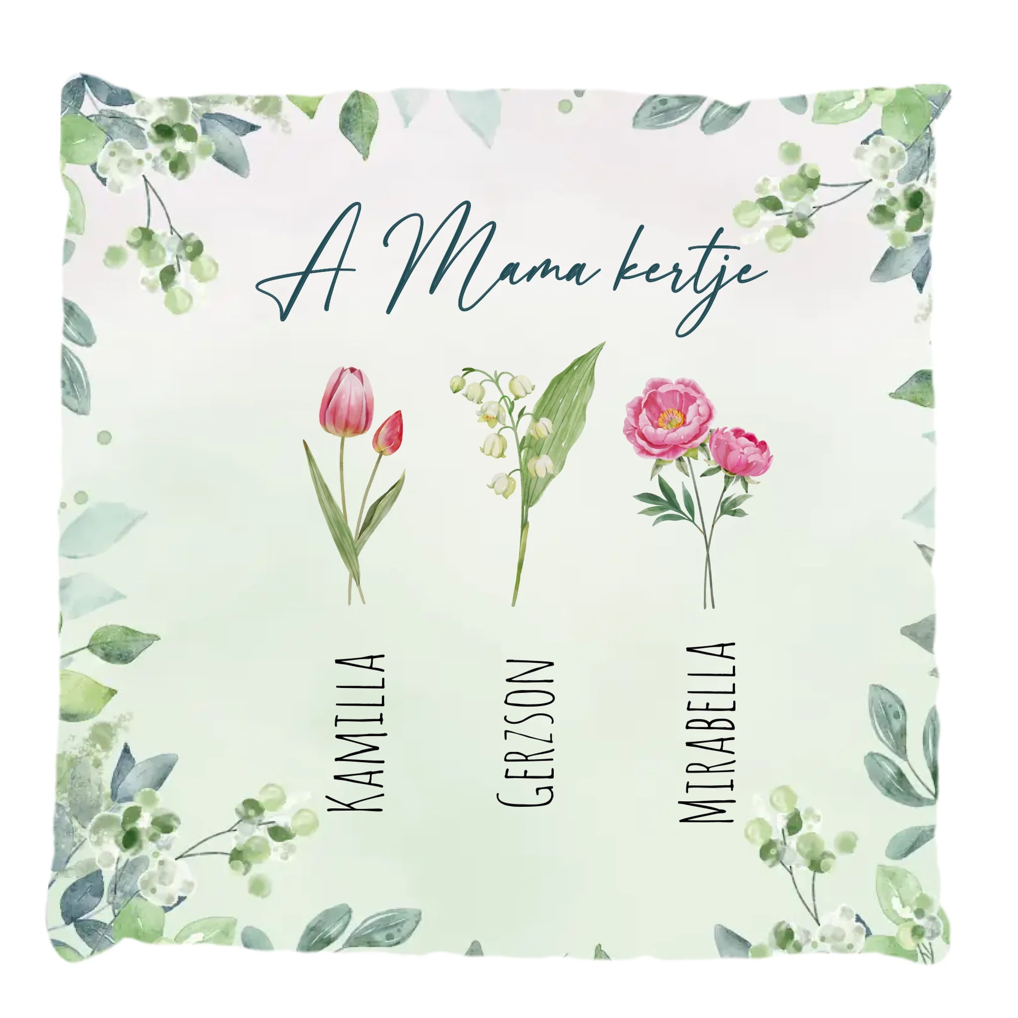 A Mama kertje egyedi feliratos telinyomatos FullPrint párna