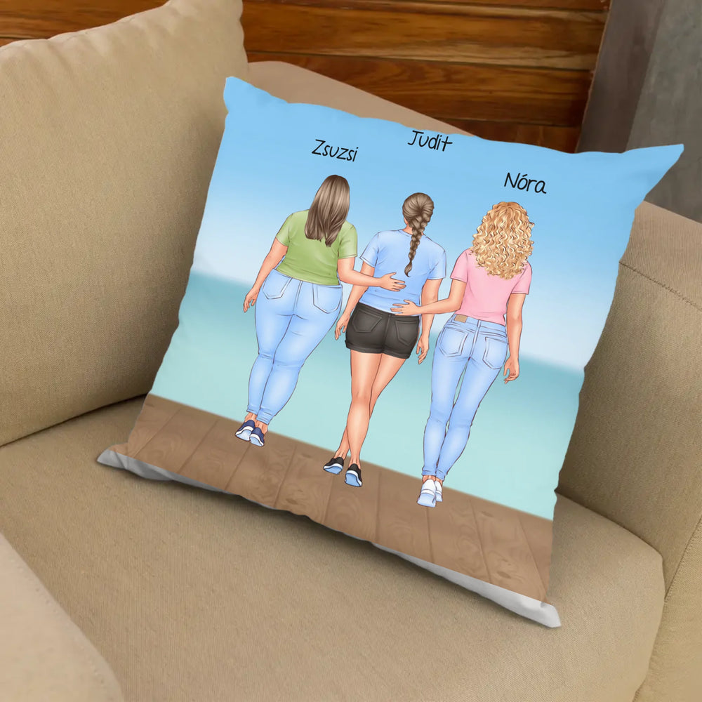 Szerkeszthető karakteres, barátnős telinyomatos FullPrint párna