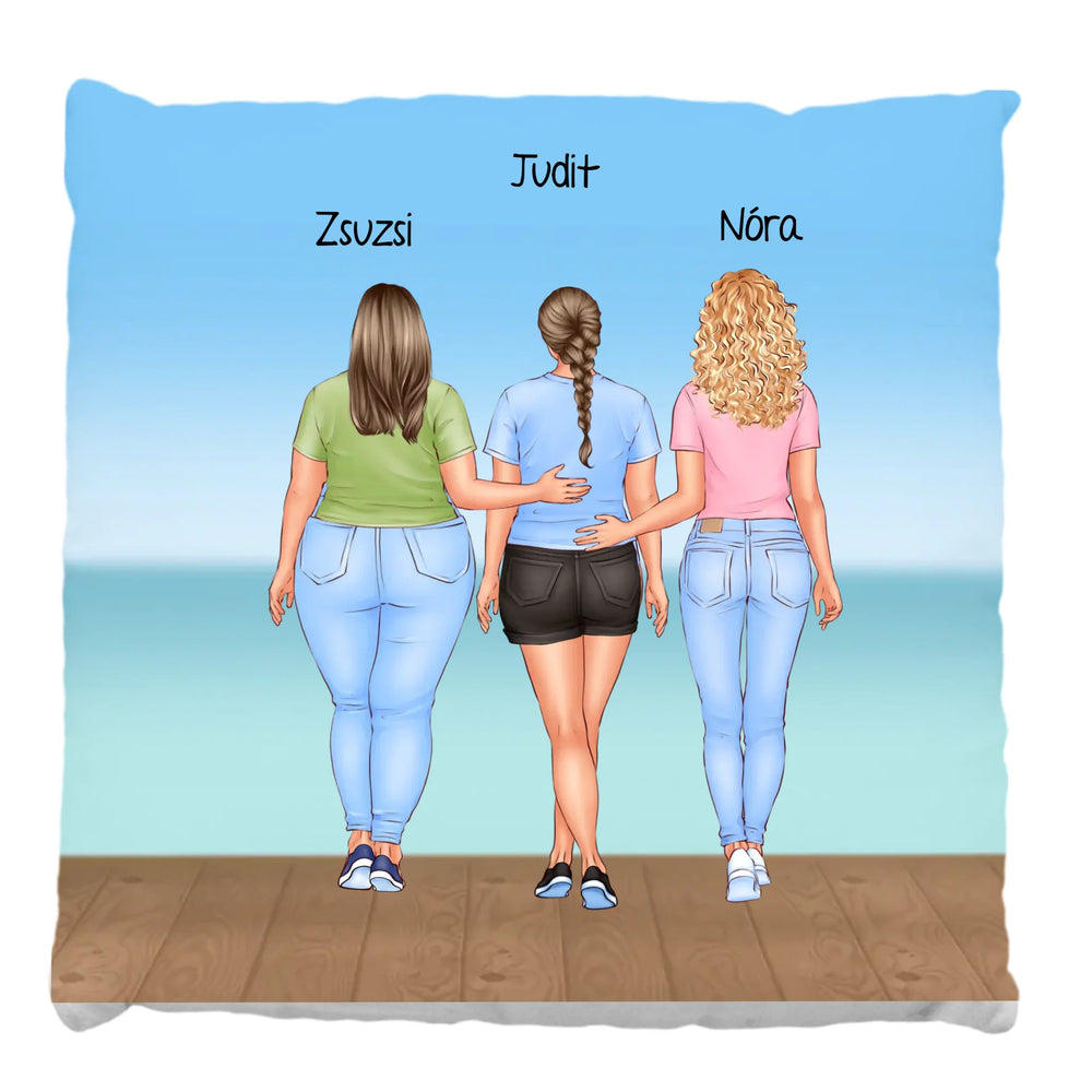 Szerkeszthető karakteres, barátnős telinyomatos FullPrint párna