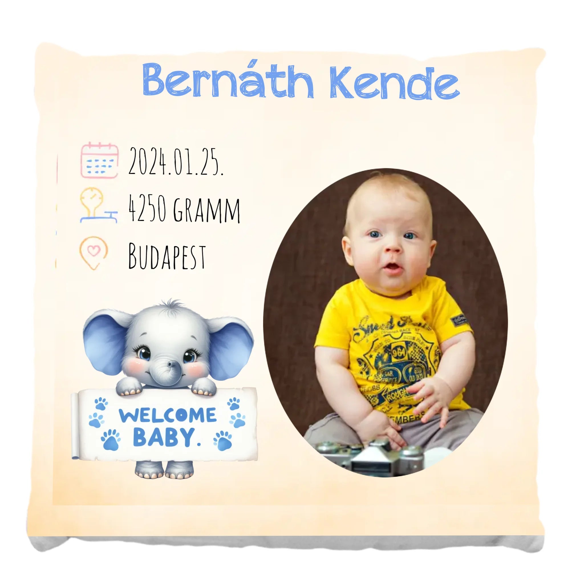 Egyedi fényképes telinyomatos Fullprint párna kisfiúknak