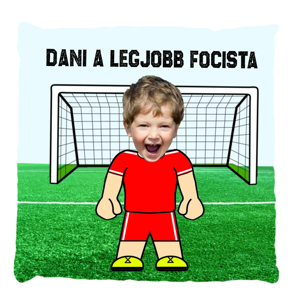 Egyedi fényképes focista figurás párna