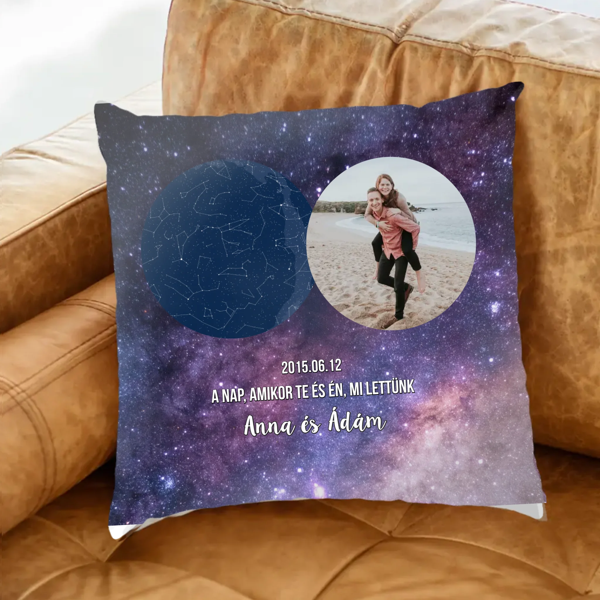 Csillagtérképes telinyomatos FullPrint párna fényképpel