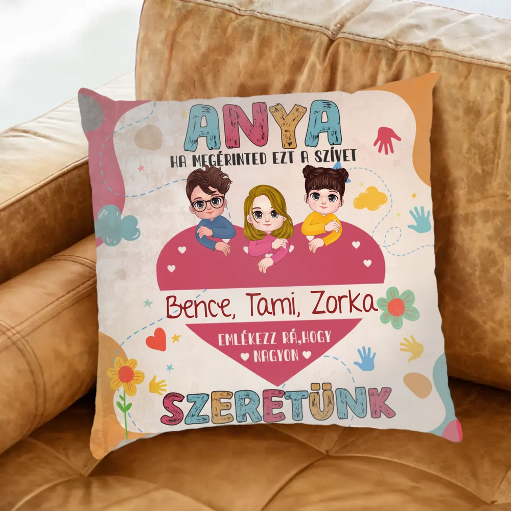 Személyre szabható Anyák napi párna - Anya nagyon szeretünk