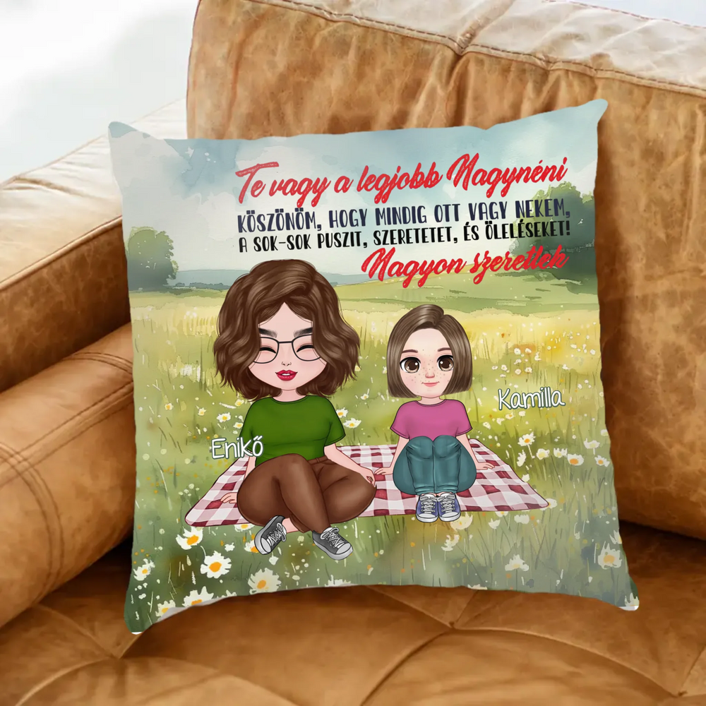 Te vagy a legjobb Nagynéni cuki karakteres egyedi anyák napi ajándék-telinyomatos FullPrint párna