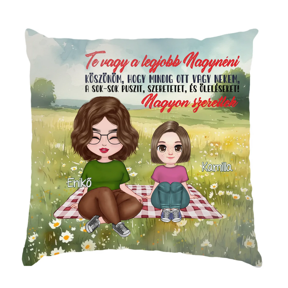 Te vagy a legjobb Nagynéni cuki karakteres egyedi anyák napi ajándék-telinyomatos FullPrint párna