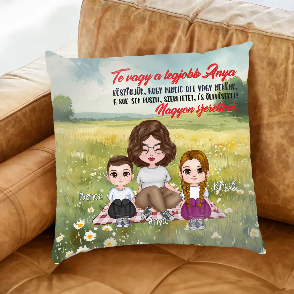 Te vagy a legjobb Anya cuki karakteres egyedi anyák napi ajándék-telinyomatos FullPrint párna