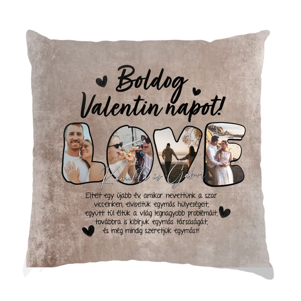 Eltelt egy újabb év valentin napi párna pároknak fullprint nyomattal