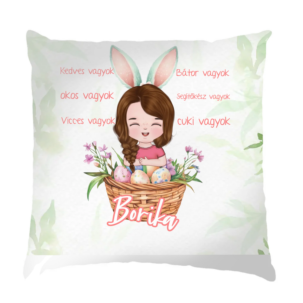 Szerkeszthető karakteres húsvéti jellemzős párna gyerekeknek