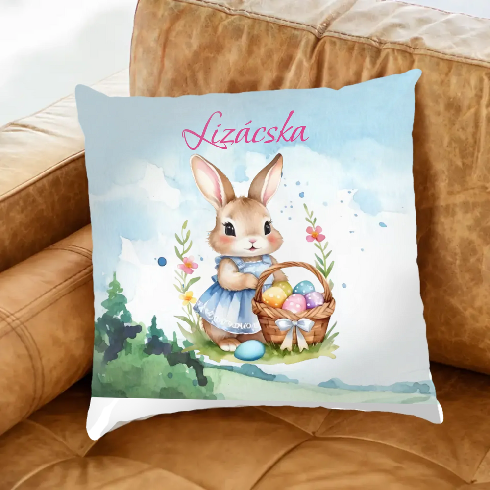 Húsvéti nyuszis fullprint ajándék párna gyerekeknek választható mintával és egyedi névvel