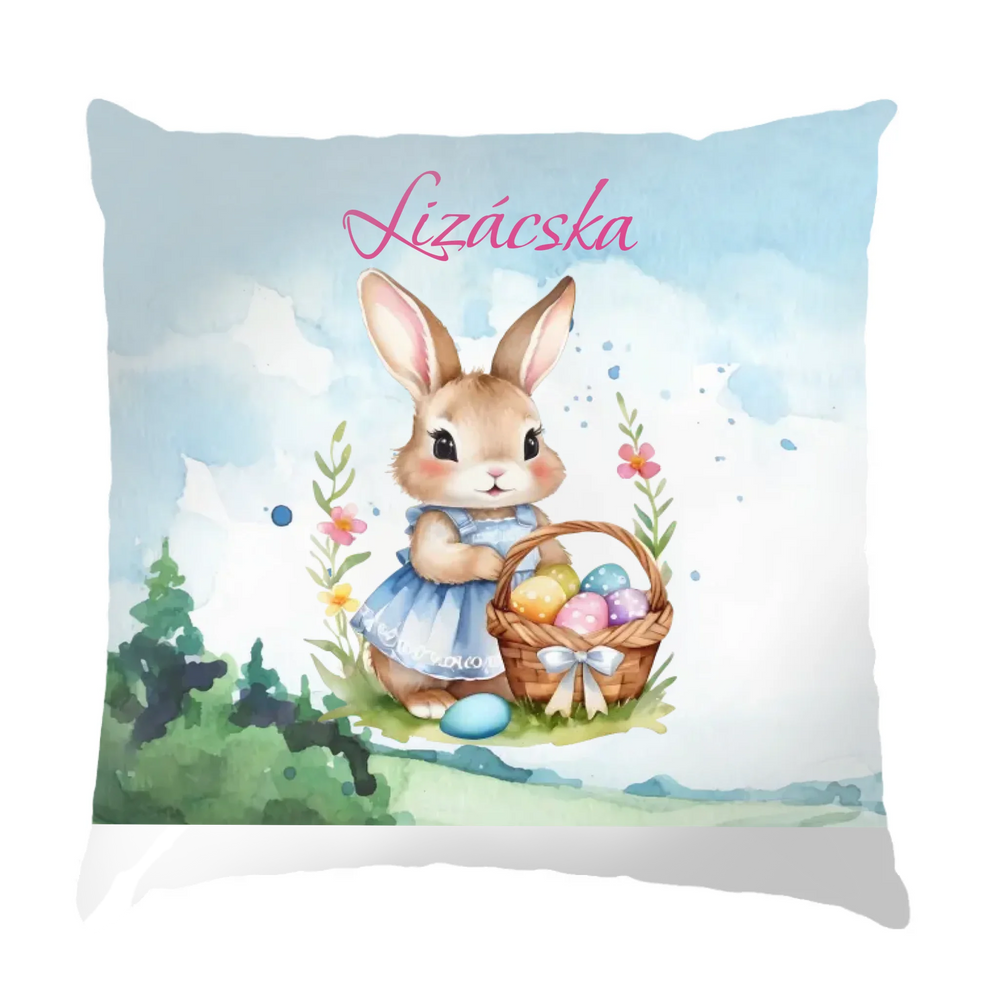 Húsvéti nyuszis fullprint ajándék párna gyerekeknek választható mintával és egyedi névvel