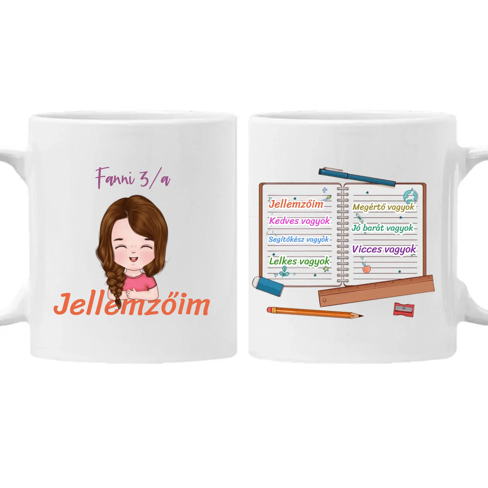 Személyre szabható cuki karakteres jellemzős bögre Fiúknak és Lányoknak