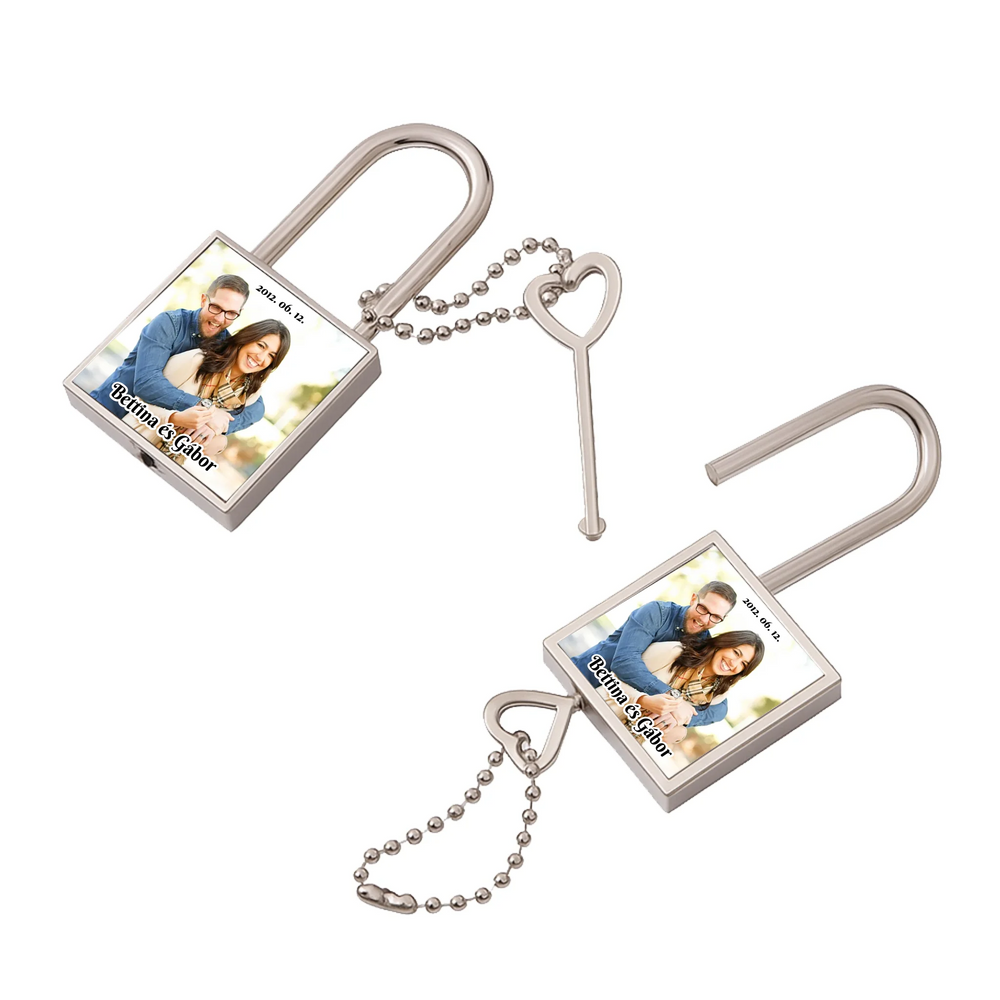 Egyedi lakat fényképpel és felirattal karácsonyi ajándék fiatal pároknak